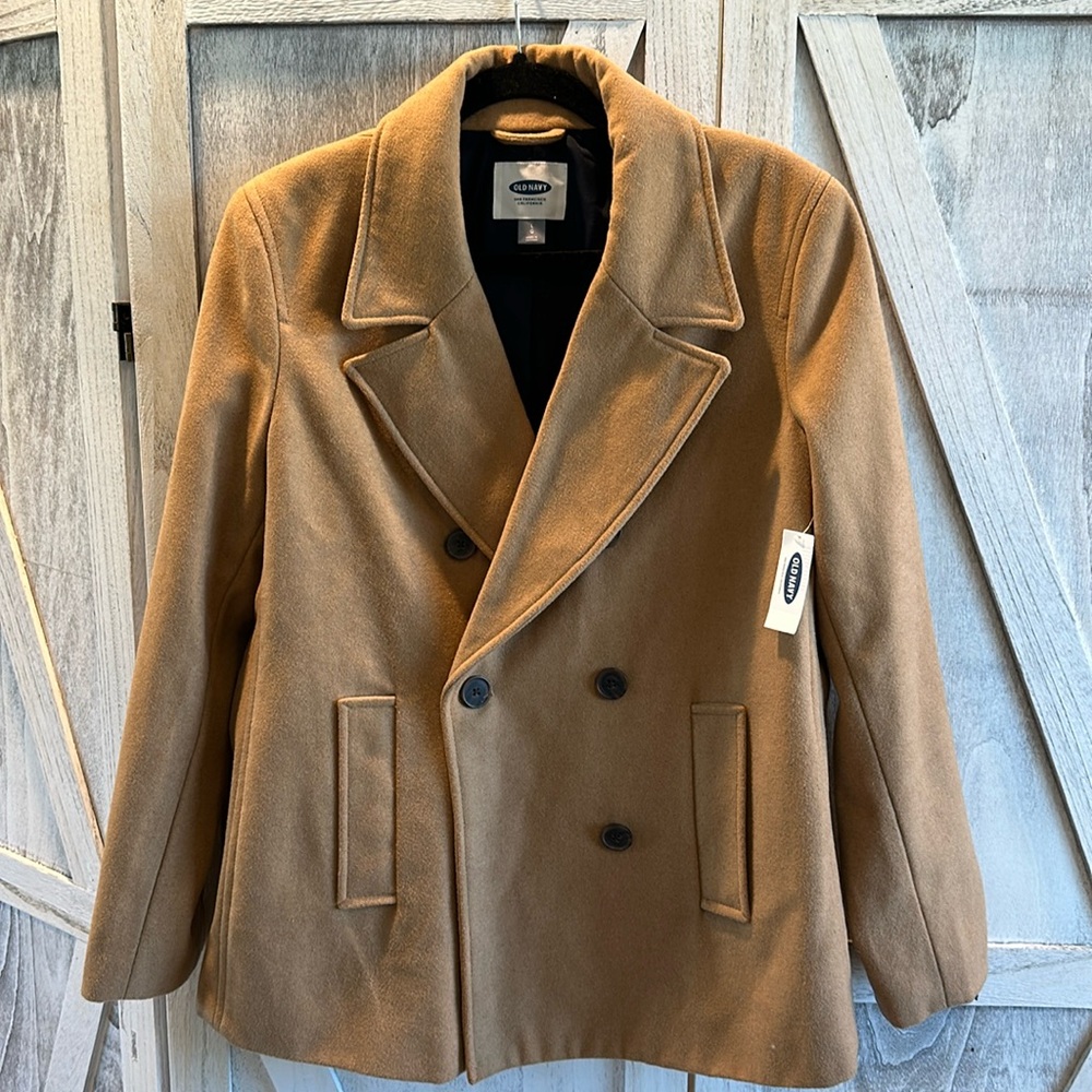Old Navy Tan/Camel Peacoat- Women’s Large- NWT